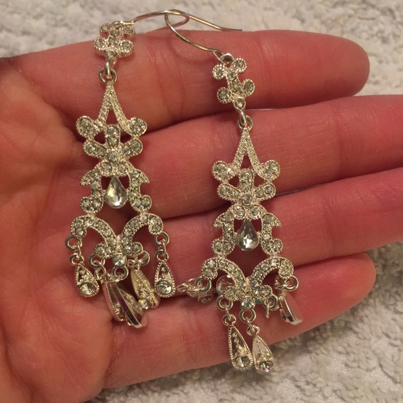 Prom pageant chandelier bling earrings - Picture 3 of 3